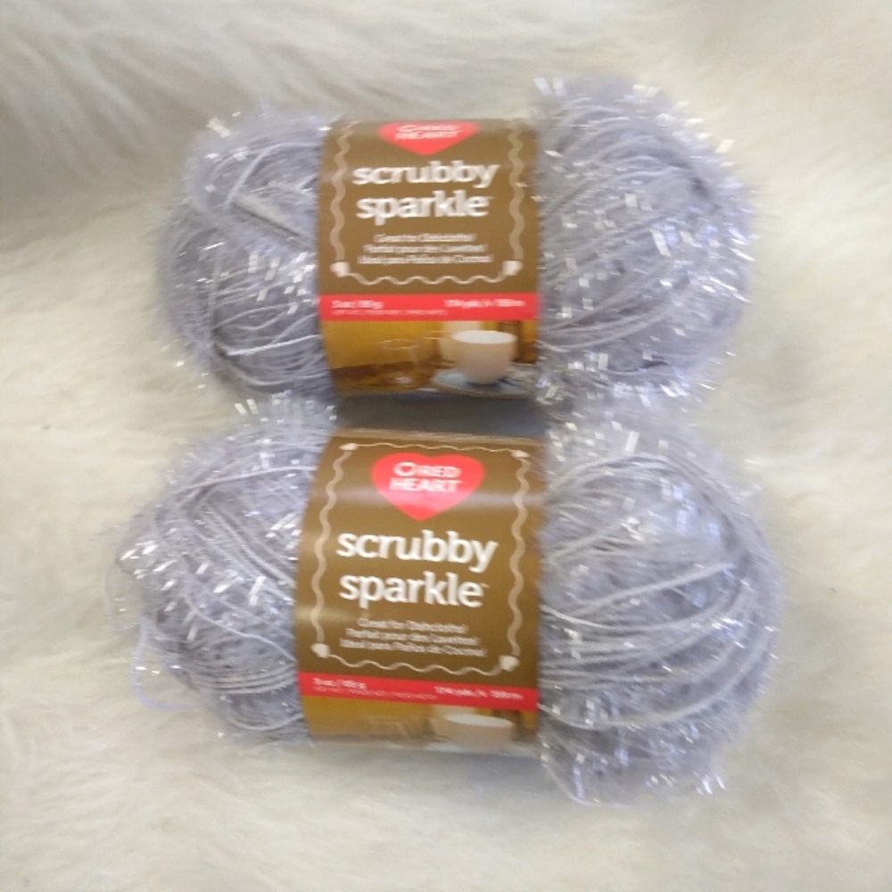YARN 2 Skeins Of Red Heart Sparkle Scrubby On Oyster, 3 Ounces, 174 Tards